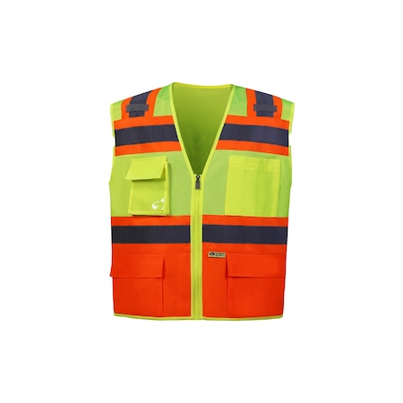 Contrast Two Tone Vest With Trim, Orange, 3X-Large, Class 2